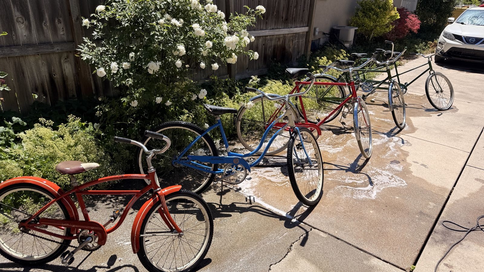 Vintage Schwinn Cruiser Bikes - Red & Blue Speedster - Classic Single Speed