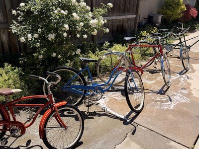 Vintage Schwinn Cruiser Bikes - Red & Blue Speedster - Classic Single Speed