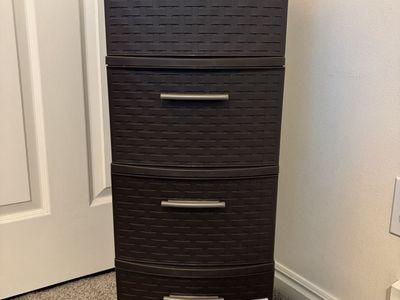 Sterilite Wide 4-Drawer Weave Tower, Espresso, Plastic Storage Cabinet