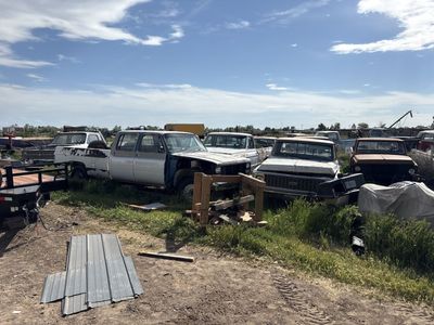 Mostly chevy trucks being sold for parts.