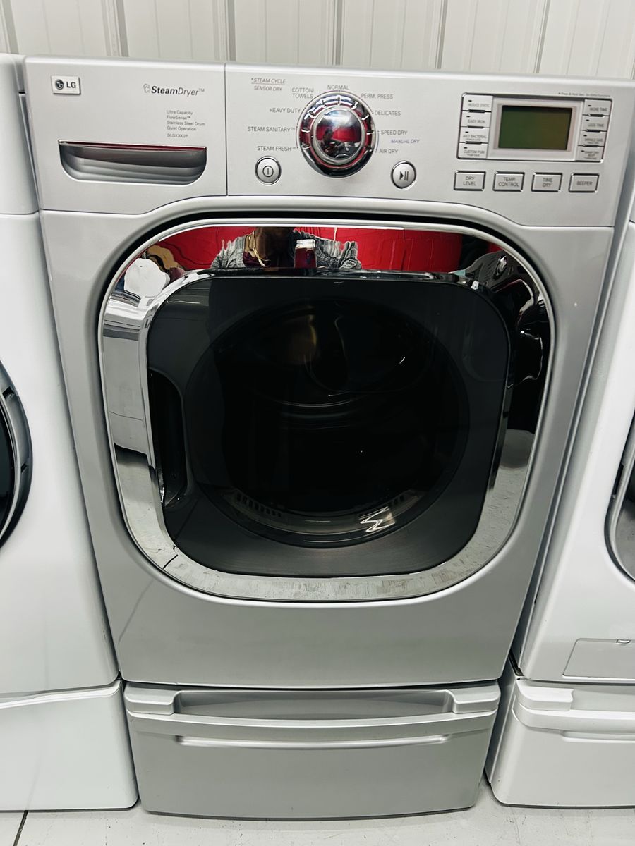 Lg Steam Gas Front Load Dryer With Pedestals
