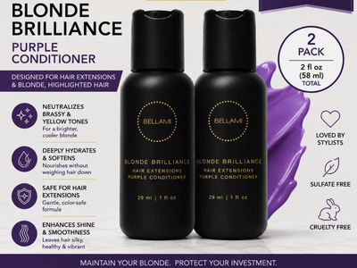 Bellami Blonde Brilliance Purple Conditioner 2-Pack Travel Size 1oz Extensions