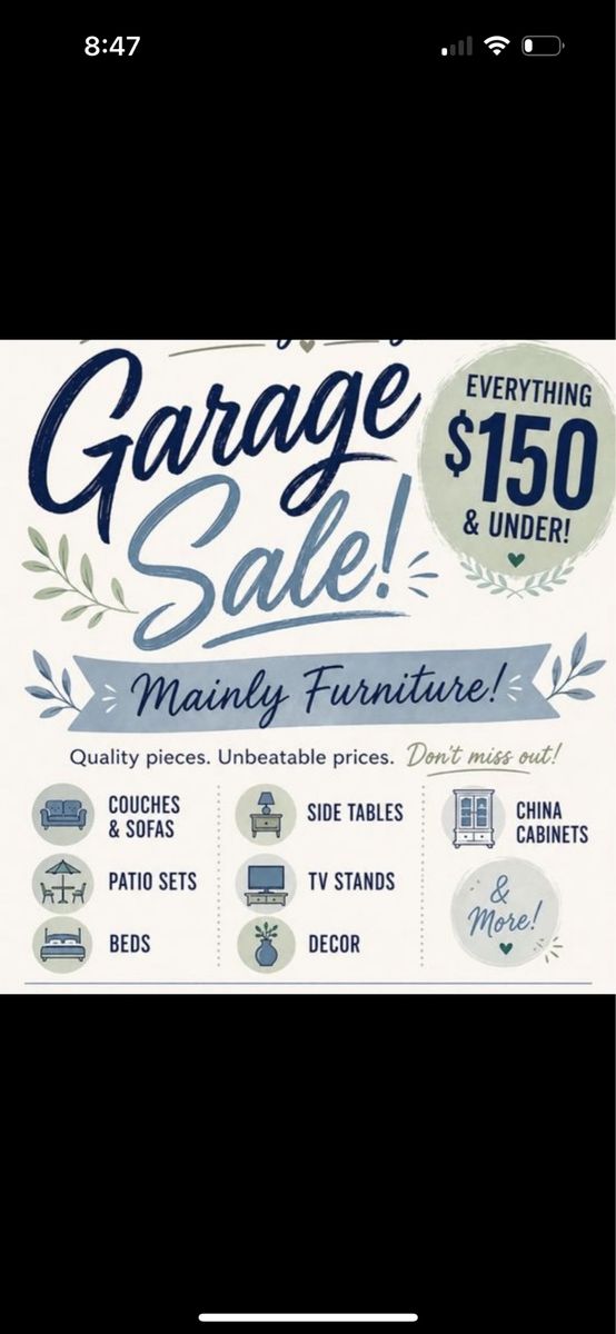 Huge Multi-Item Furniture Garage Sale - Everything priced to sell! 