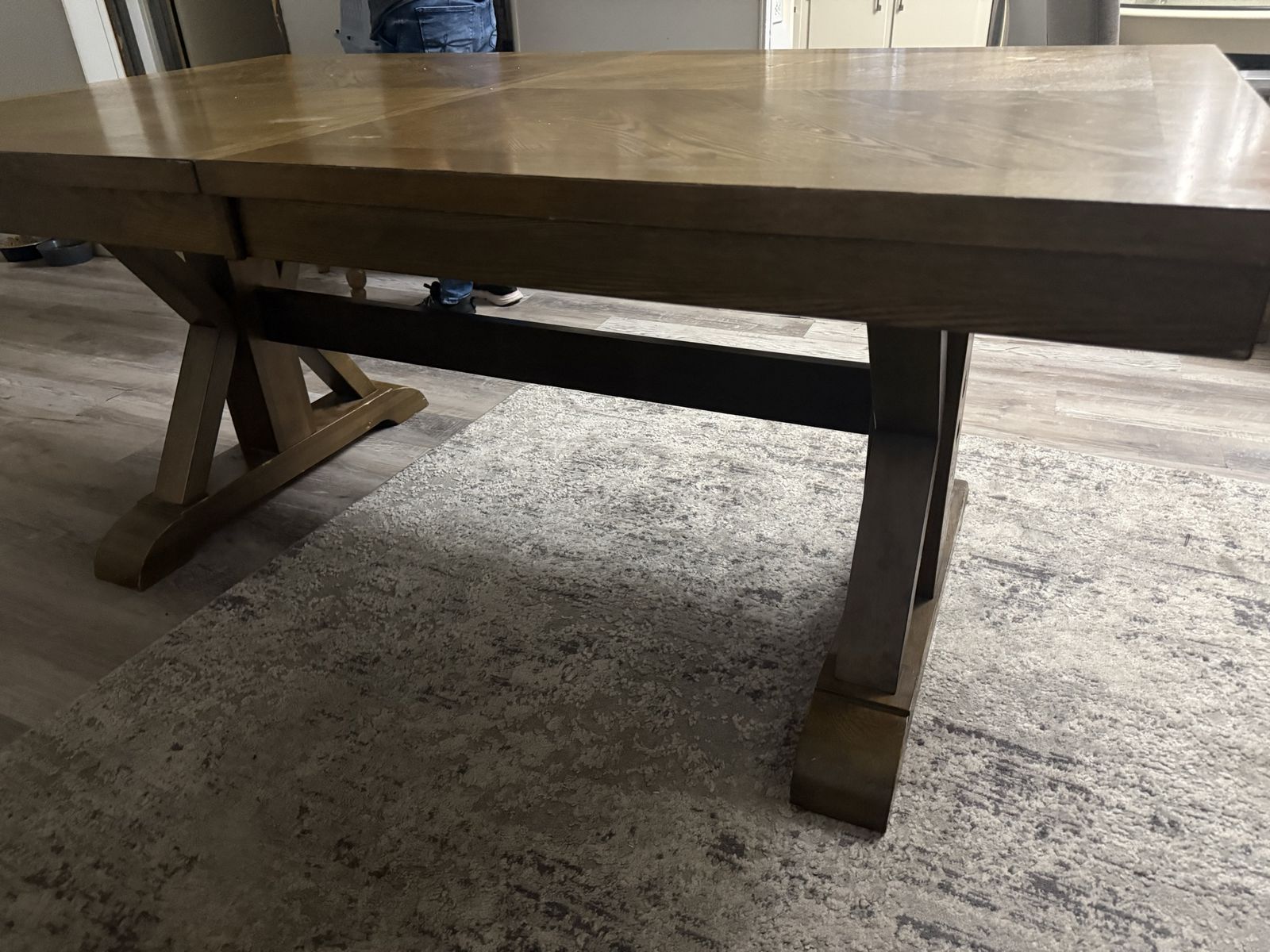 Used Wooden Dining Table with Trestle Base - Seats 6-8, Farmhouse Style
