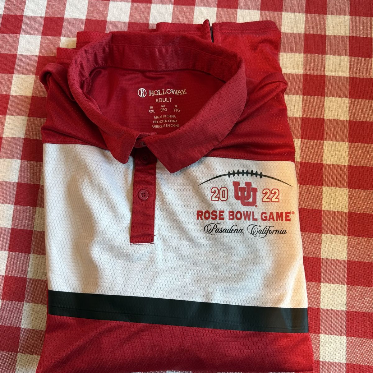 Holloway Adult XXL 2022 Rose Bowl Game Utah Utes Red White Black Polo Shirt