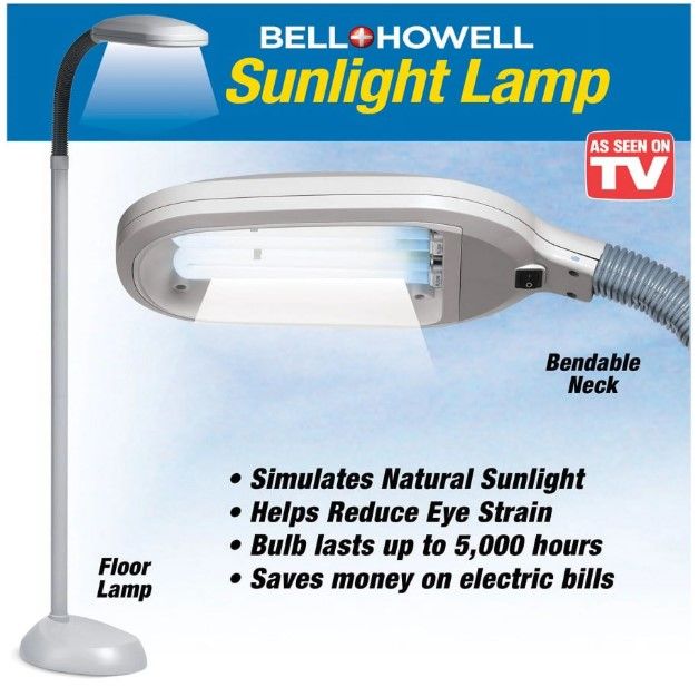 Bell + Howell 60” Adjustable Head Light Gray Floor Lamp