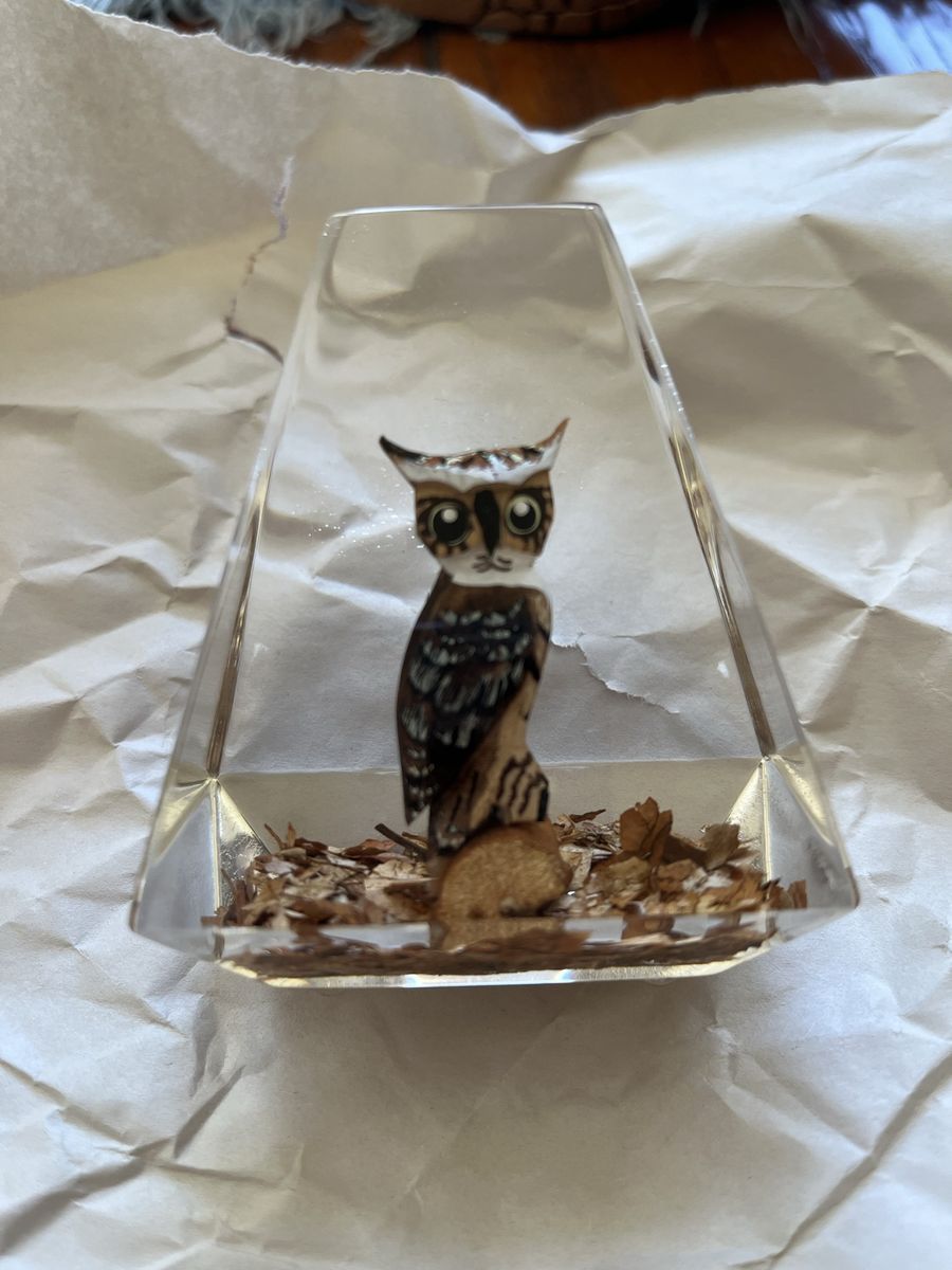 Unique Canada Hand Wood Carved Hand Painted Great Horned Owl Resin Figurine