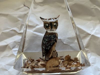 Unique Canada Hand Wood Carved Hand Painted Great Horned Owl Resin Figurine