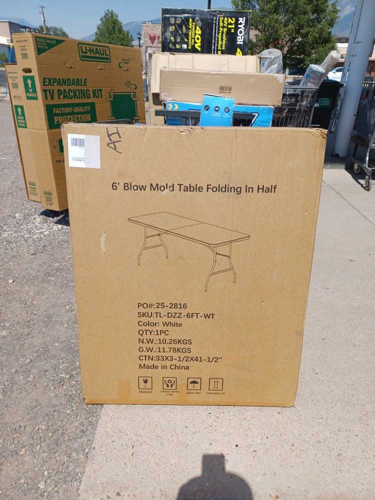 6ft White Blow Mold Folding Table - Portable & Durable Utility Table