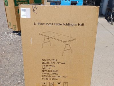 6ft White Blow Mold Folding Table - Portable & Durable Utility Table