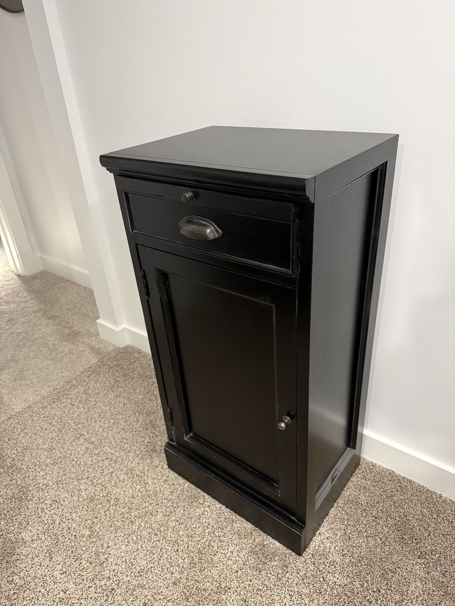 Black Wooden Accent Cabinet with Drawer and Cabinet Door Storage