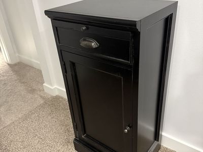 Black Wooden Accent Cabinet with Drawer and Cabinet Door Storage