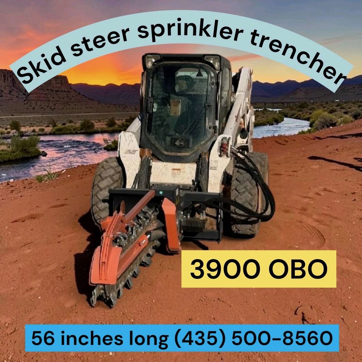 Skid Steer Sprinkler Trencher Attachment 56 Inches Long