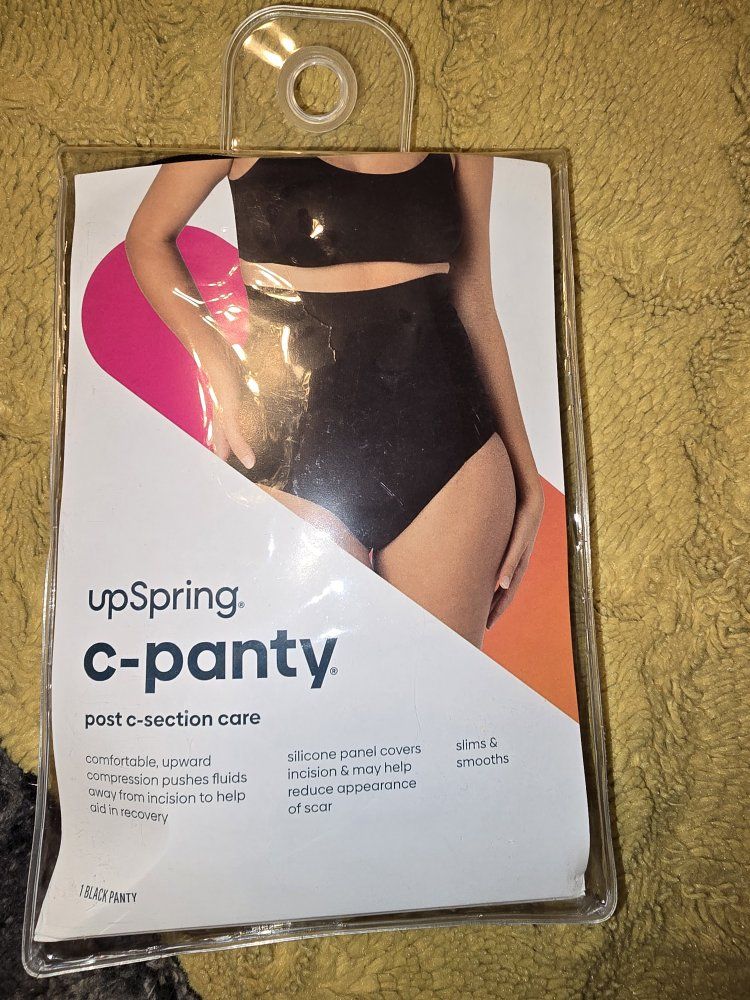 upSpring C-Panty Post C-Section Care High Waist Panty - Black, Size L-XL (10-16)
