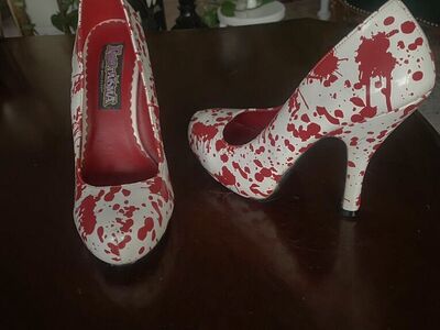FunTasma Bloody-12 White Red Heels Sz 7