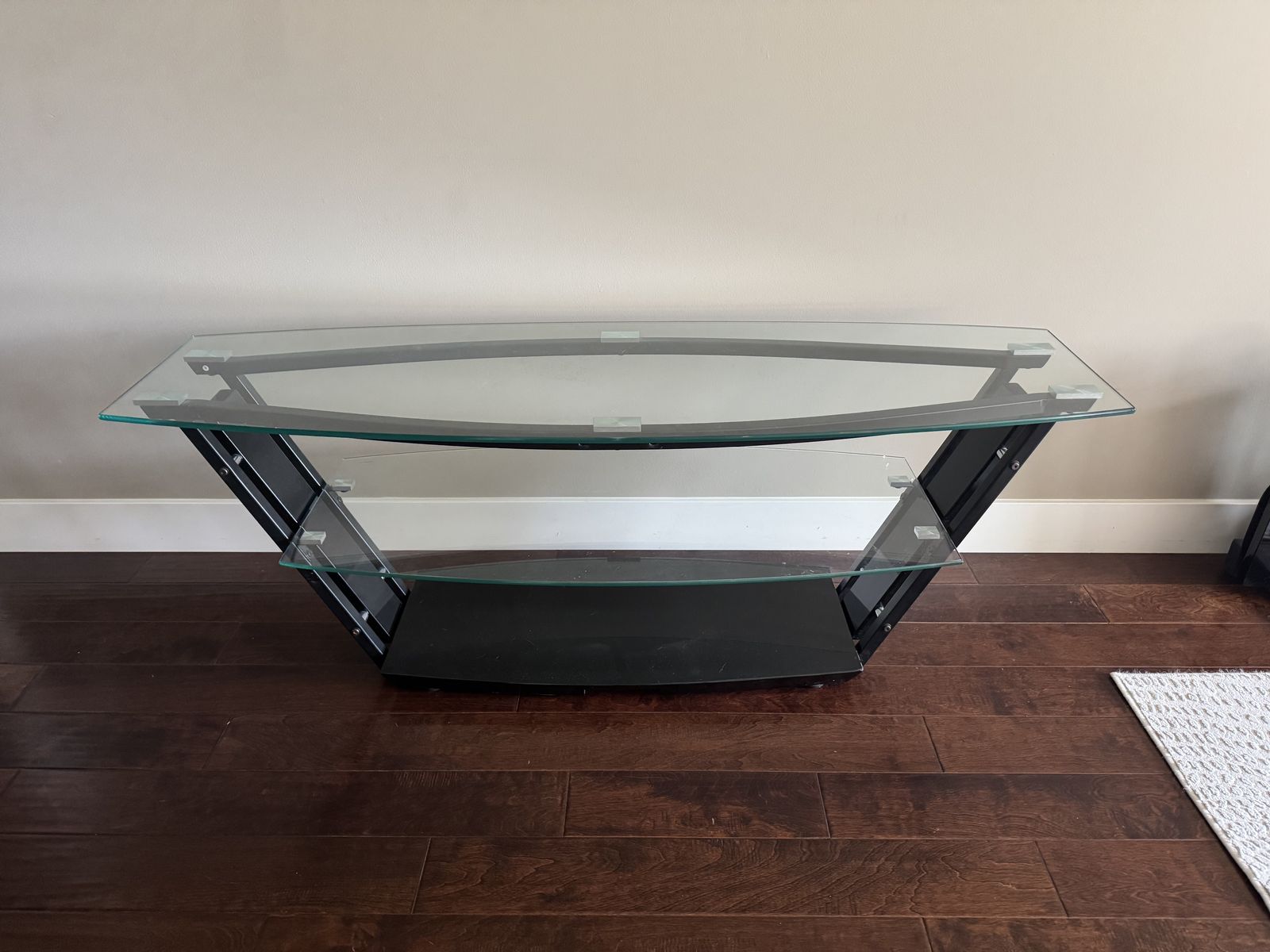 Glass TV stand with TV mount