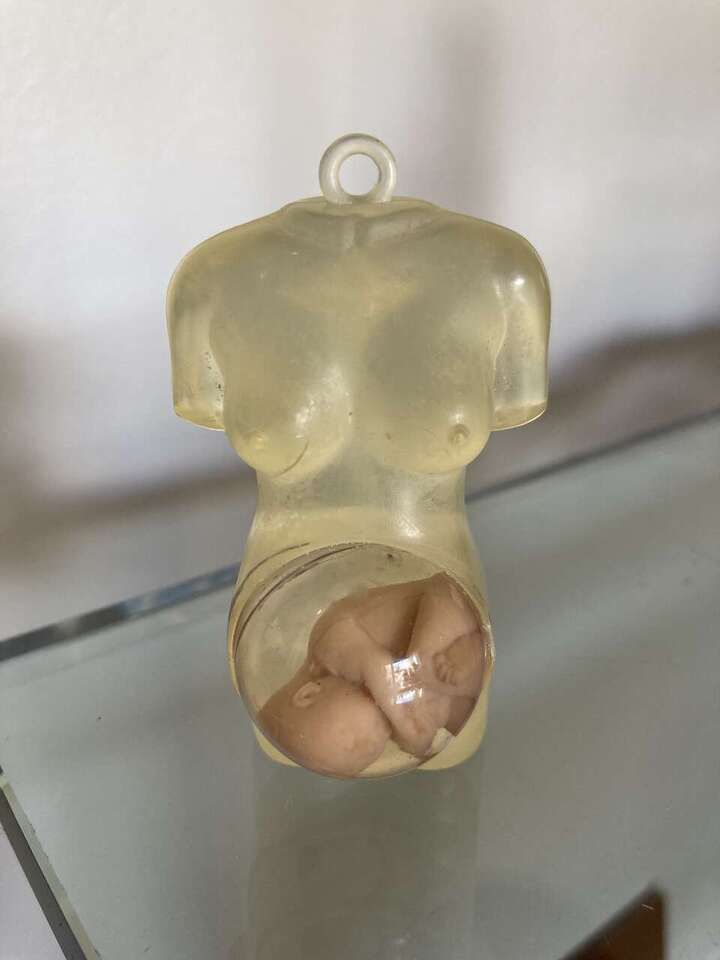 Vintage Pregnant Woman ORIGINAL KEYCHAIN with Baby