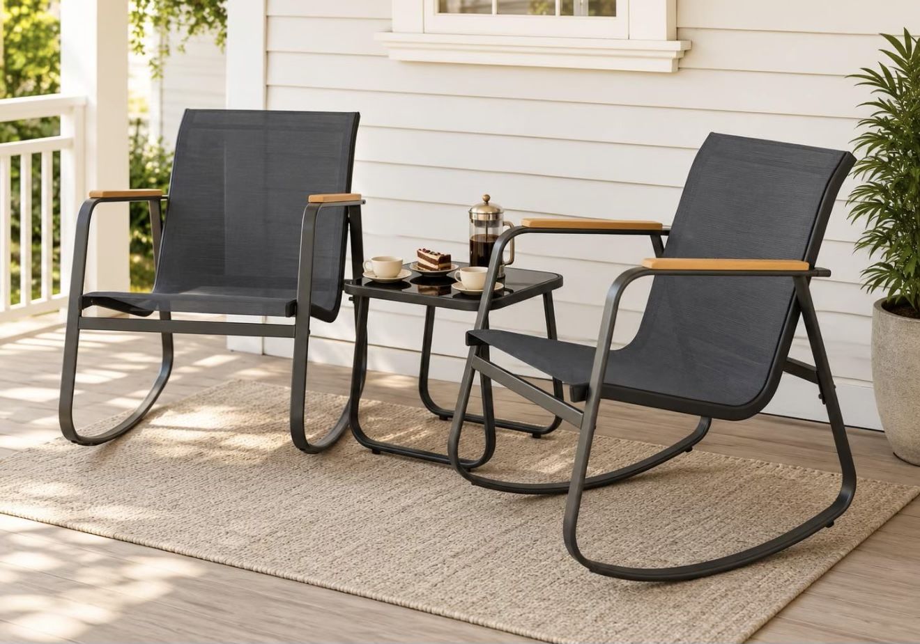 🪑 3-Piece Rocking Patio Set — Brand New Outdoor Furniture- 2 chairs and 1 table