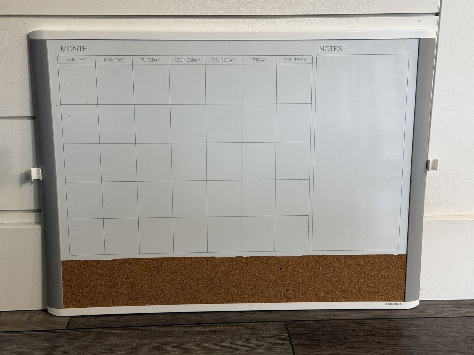 U Brands 24"x18" White Board with Month, Notes and Cork Board