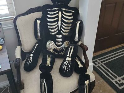 Isaac Mizrahi New York Black Faux Fur Skeleton Decorative Pillow