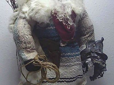 VTG 1994 Jana Southwick Santa Rustler Cowboy w/ Fur 18" Xmas Figure #1089 Signed