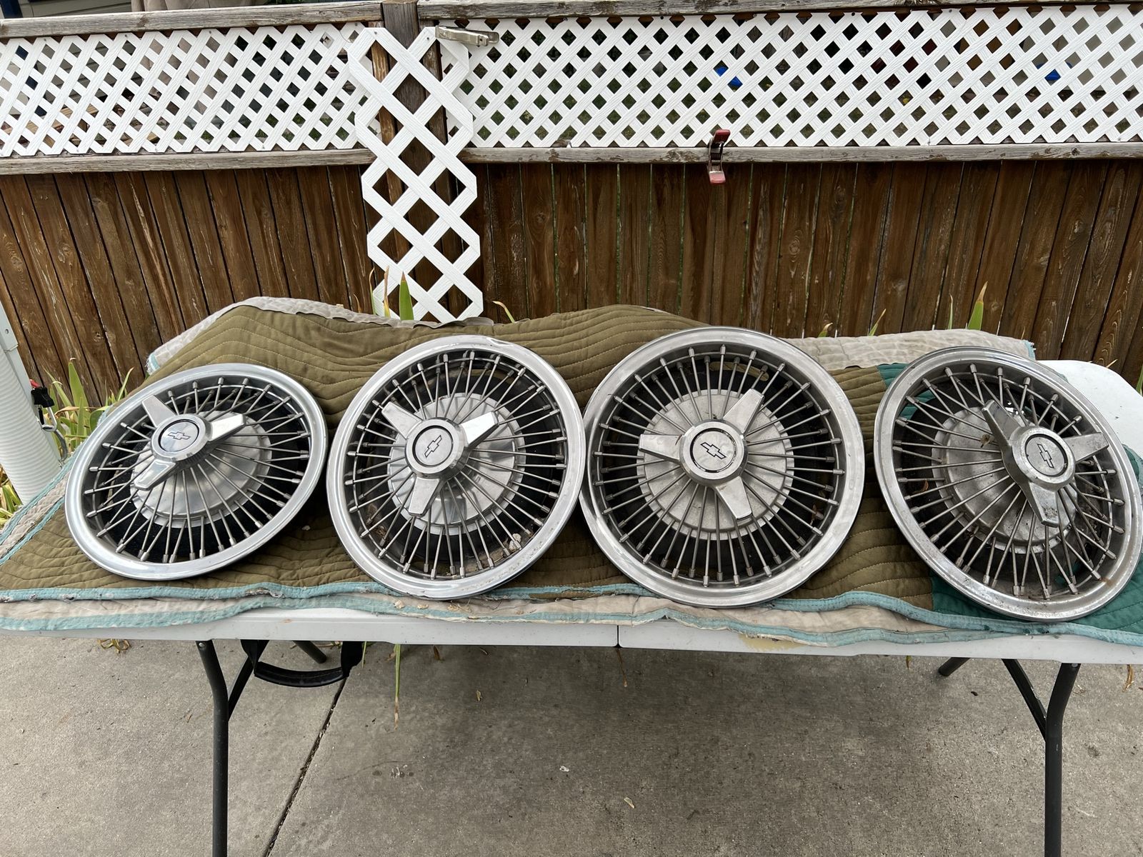 Vintage Chevrolet Hubcapscorvair Spyder 14” Set of 4, Chrome Wire Wheel Covers, Classic Car Auto Parts