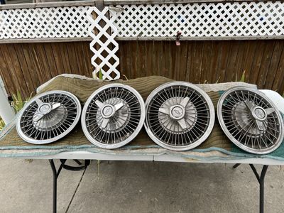 Vintage Chevrolet Hubcapscorvair Spyder 14” Set of 4, Chrome Wire Wheel Covers, Classic Car Auto Parts