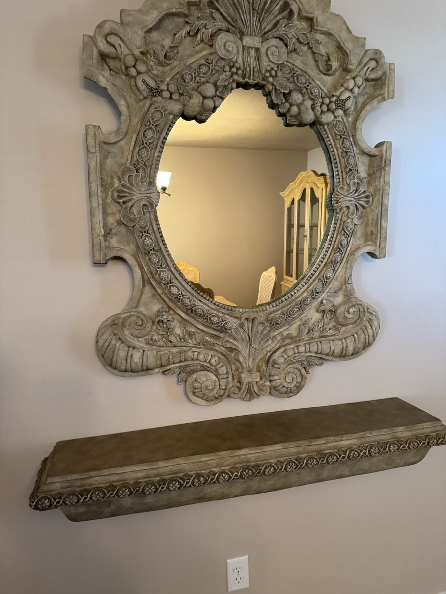 Matching Stone Look Mirror And Shelf