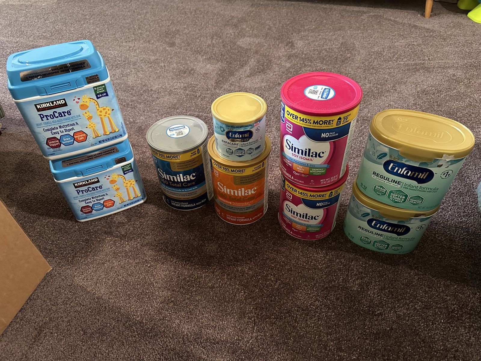 Kirkland, Similac, Enfamil Variety Baby Formulas - ProCare, Total Care, Soy Isomil, Reguline