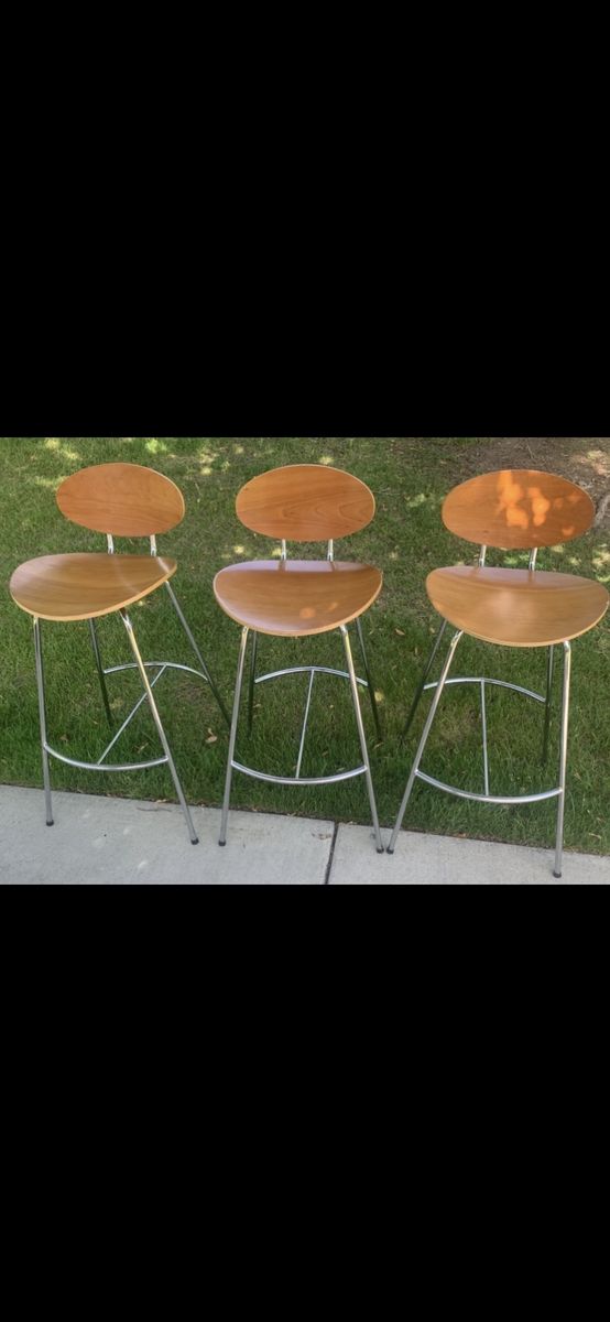 Set of 3 Room & Board "Pike" Counter Stools - Original Walnut Finish