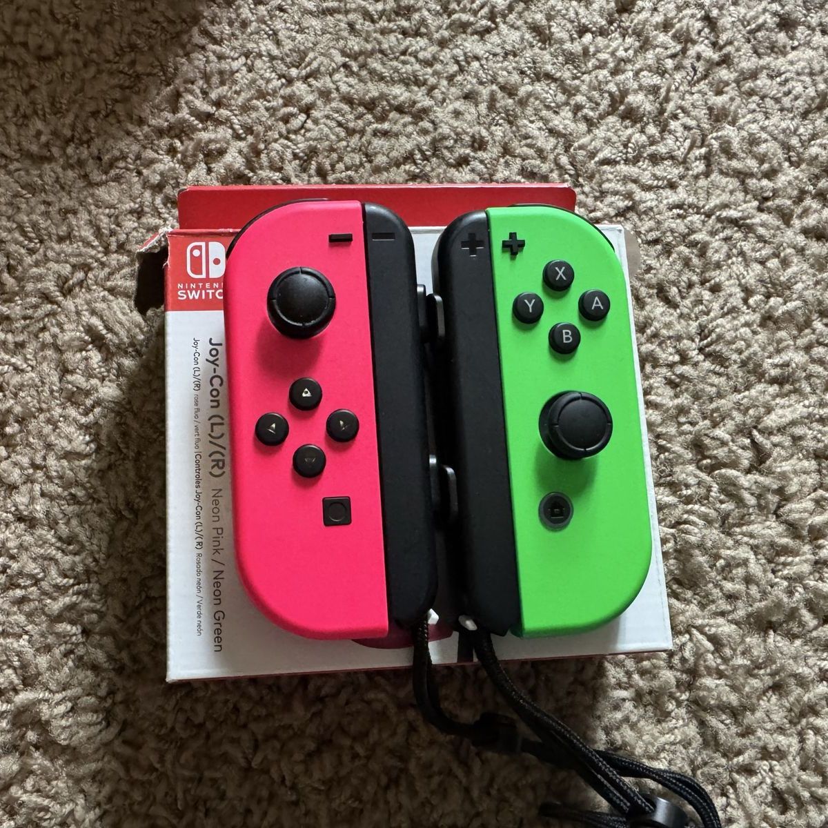 Nintendo switch 1 neon pink/neon green joycons