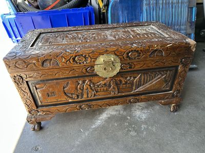 PROJECT Small Chinese Wooden Carved Trunk
