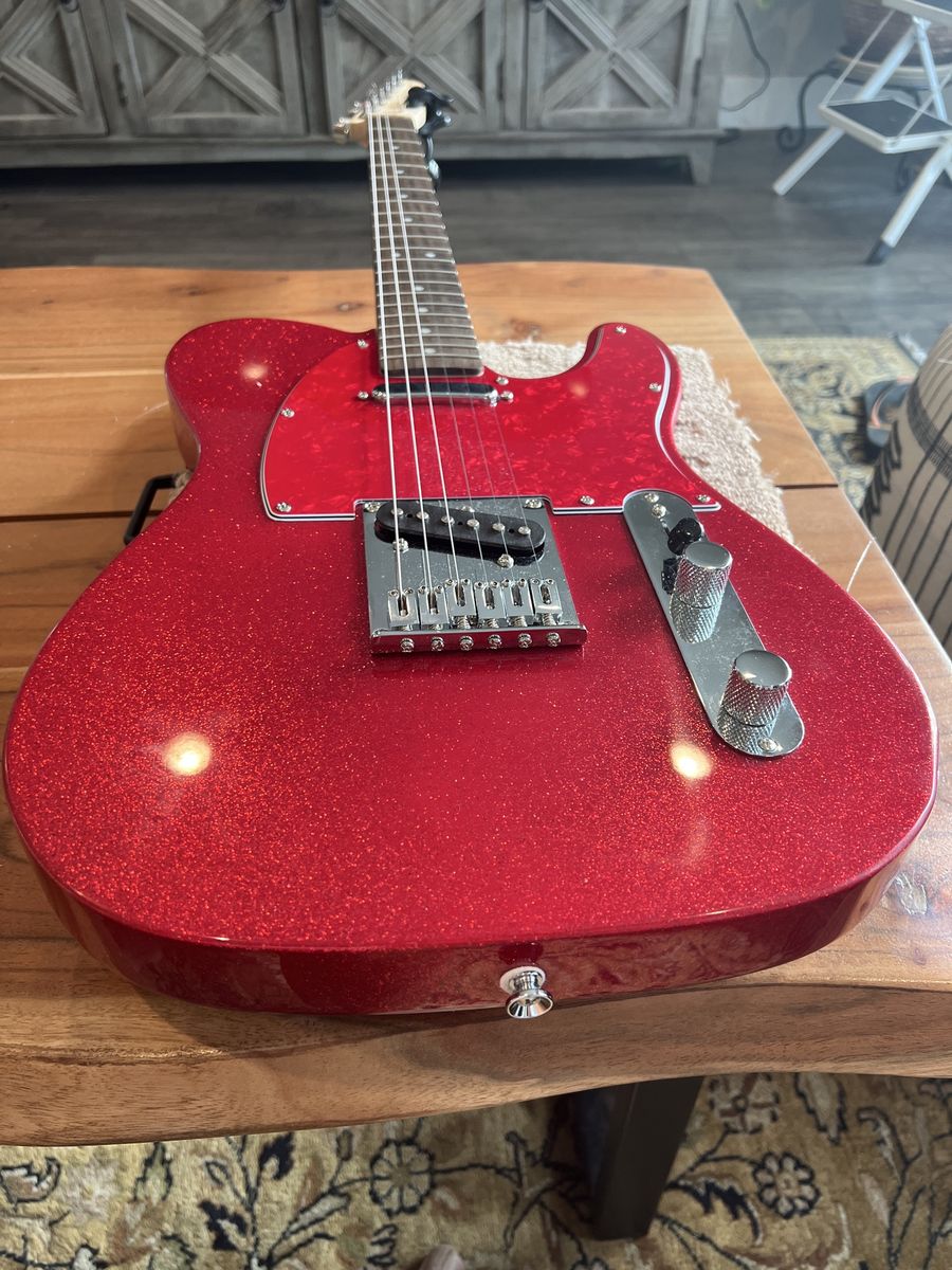Squier Red Sparkle Electric Guitar - Chrome Hardware, Excellent Condition