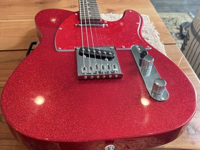 Squier Red Sparkle Electric Guitar - Chrome Hardware, Excellent Condition
