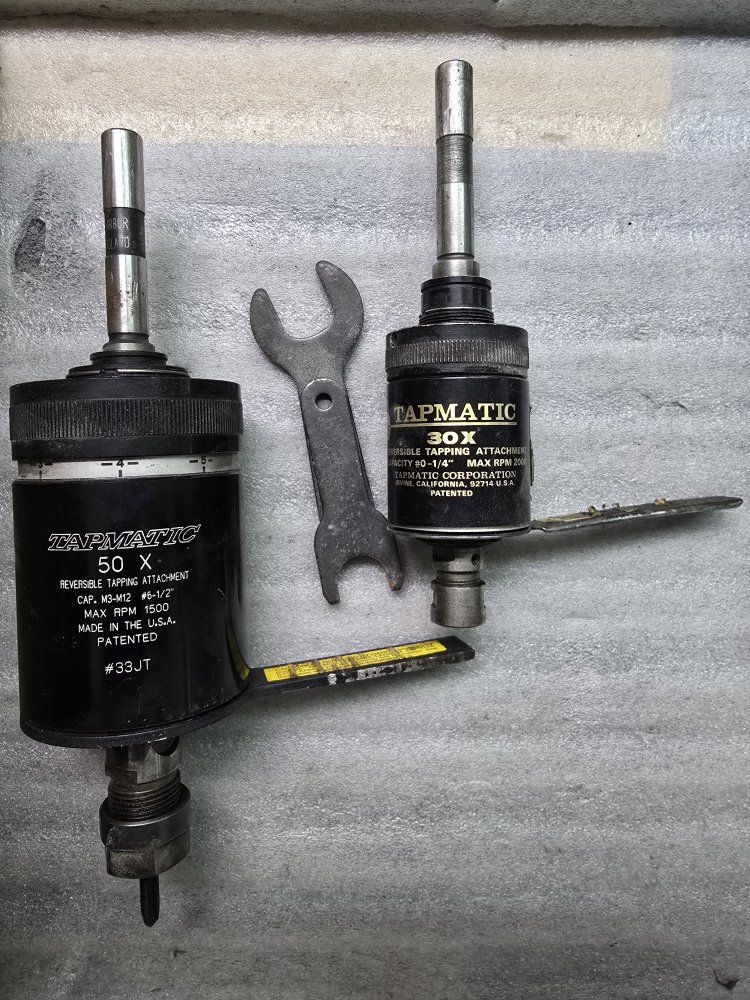 Tapmatic 50X and 30X Reversible Tapping Attachments with Wrench. $250 total for both.