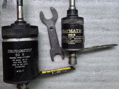 Tapmatic 50X and 30X Reversible Tapping Attachments with Wrench. $250 total for both.