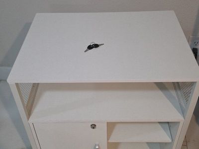 White Rolling Filing Cabinet with Lockable Storage & Shelves