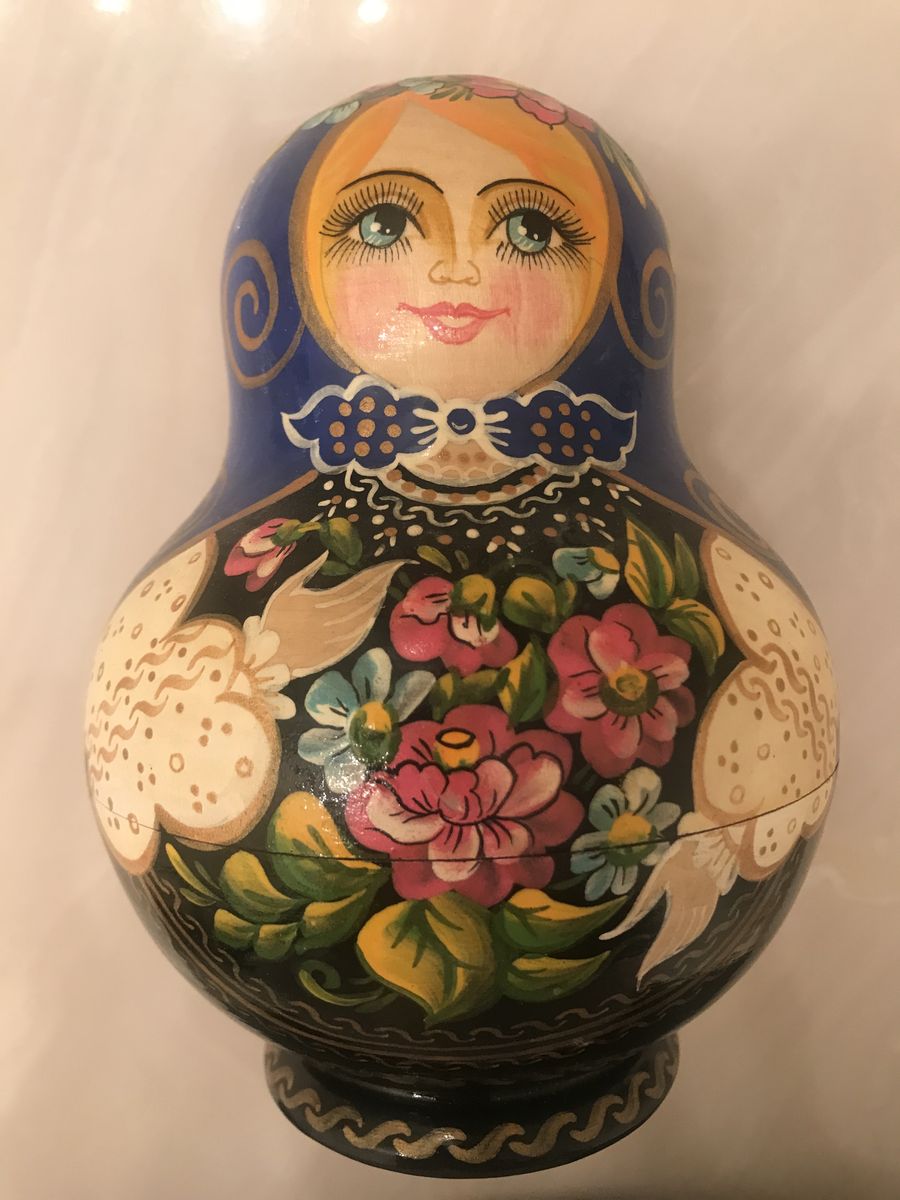 Russian Nesting Doll Hand Painted Wooden Matryoshka hand painted smaller dolls inside