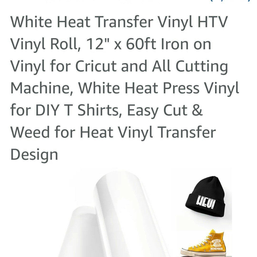 Heat Transfer Vinyl HTV Roll, 12" x 60ft White