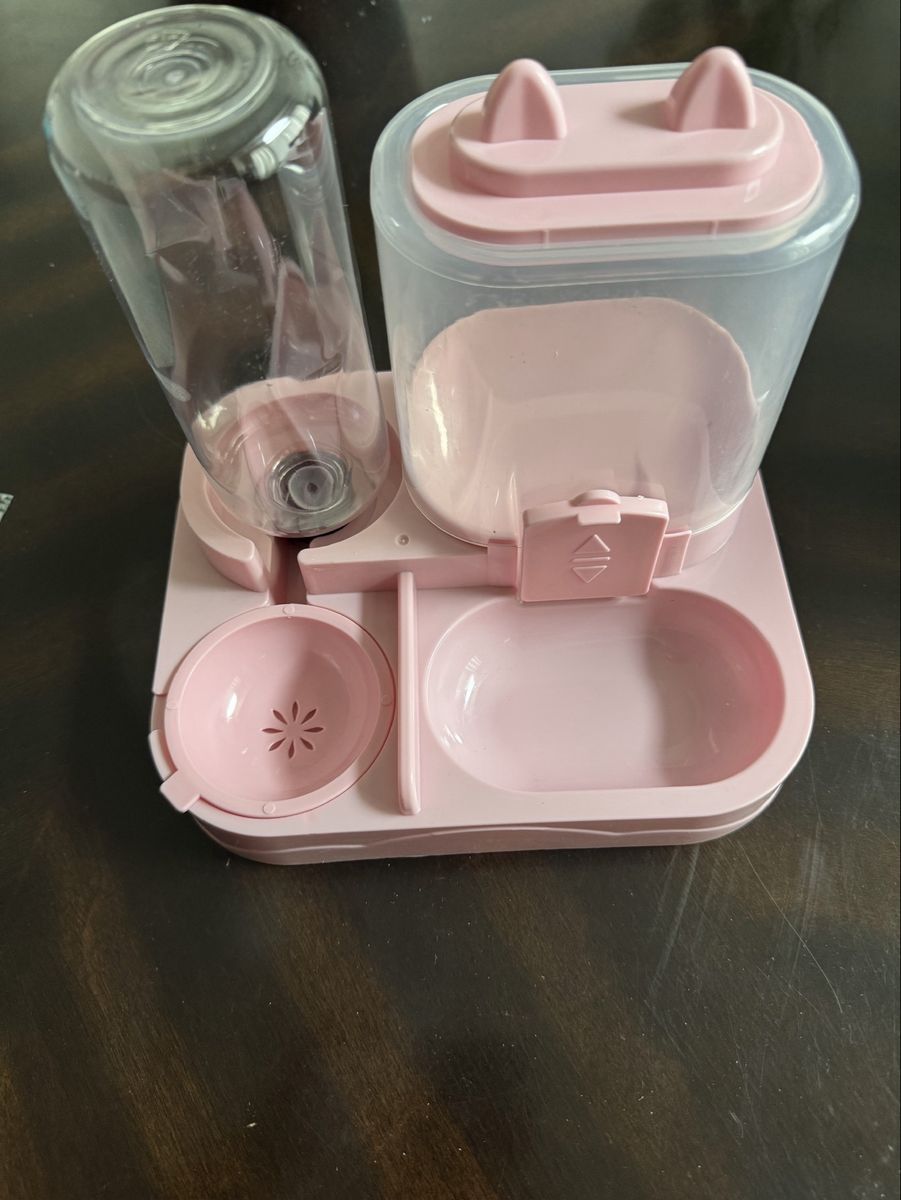 Pink 2-in-1 Automatic Pet Feeder and Water Dispenser Combo