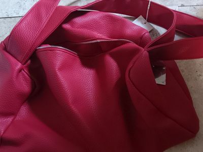 Kayla Ava Red Faux Leather Hobo Shoulder Bag with Tags - Brand New, Spacious