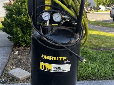 Brute 15 Gallon 125 PSI Air Compressor with Air Hose, Portable Electric