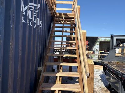 Pole Barn Structure & Supplies: Fully Assembled Deck, Metal Roof & Storage Container.