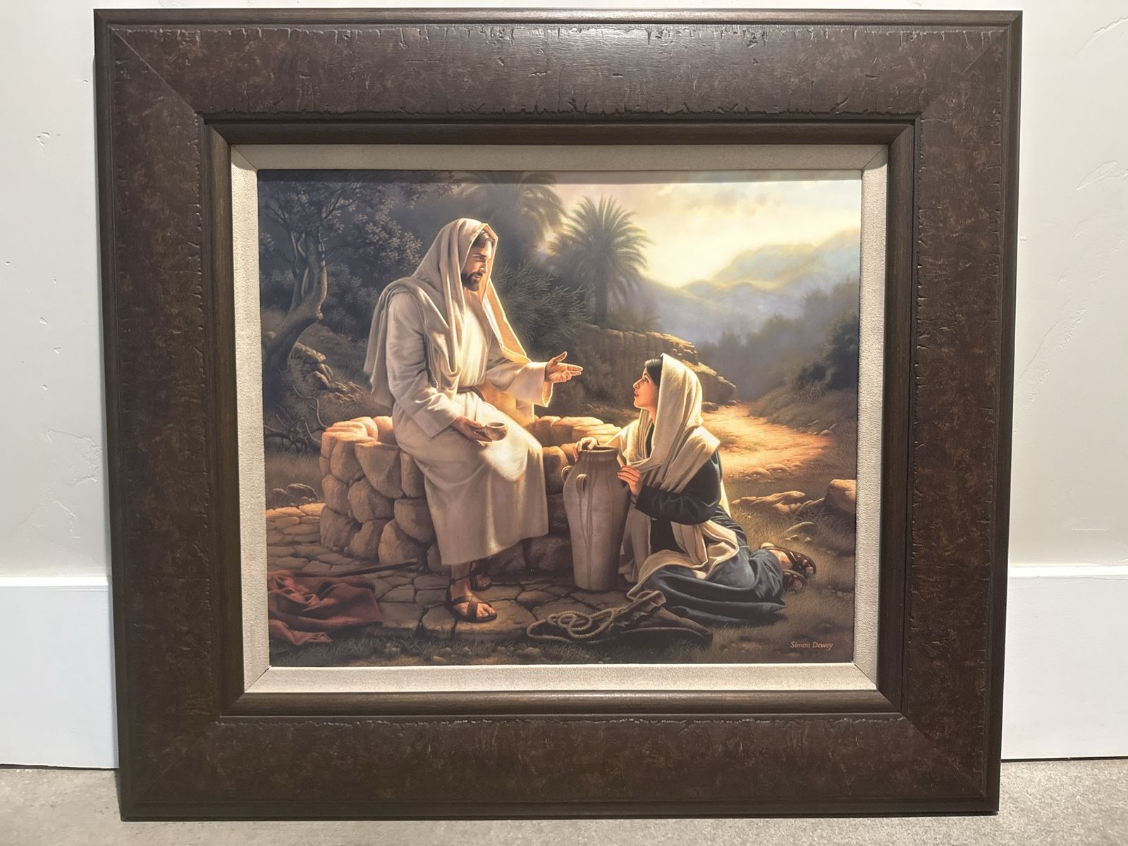 Simon Dewey "Living Water" Framed LG Strata Design Fine Art Print - Jesus Christ