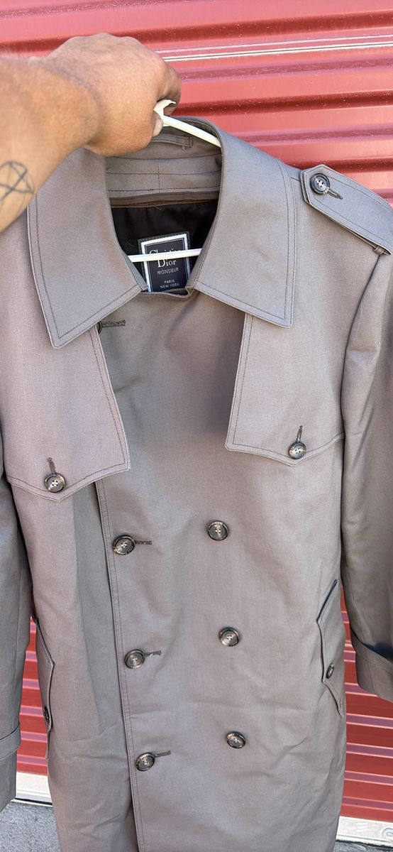 Christian Dior Monsieur Vintage Trench Coat Men's Beige Double-Breasted Long Jacket New York