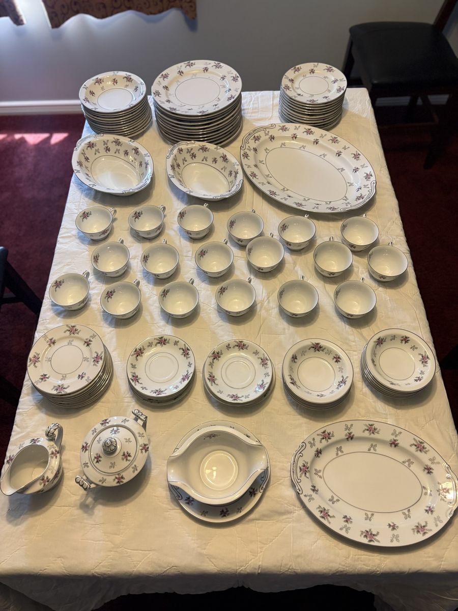 Vintage Rosemere Platinum Floral China Set