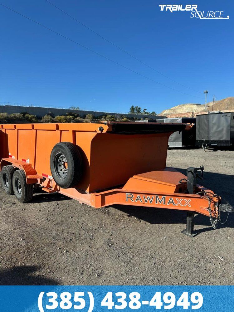 7x16 RawMaxx DUMP Dump Trailer - 44" Sides - 14K GVWR Spare Tire