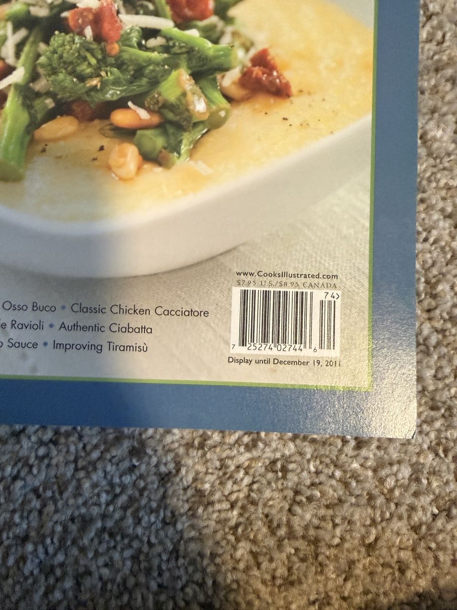 2011, Cook's Illustrated Magazine, "Italian Favorites" Recipes & Quick Tips $5