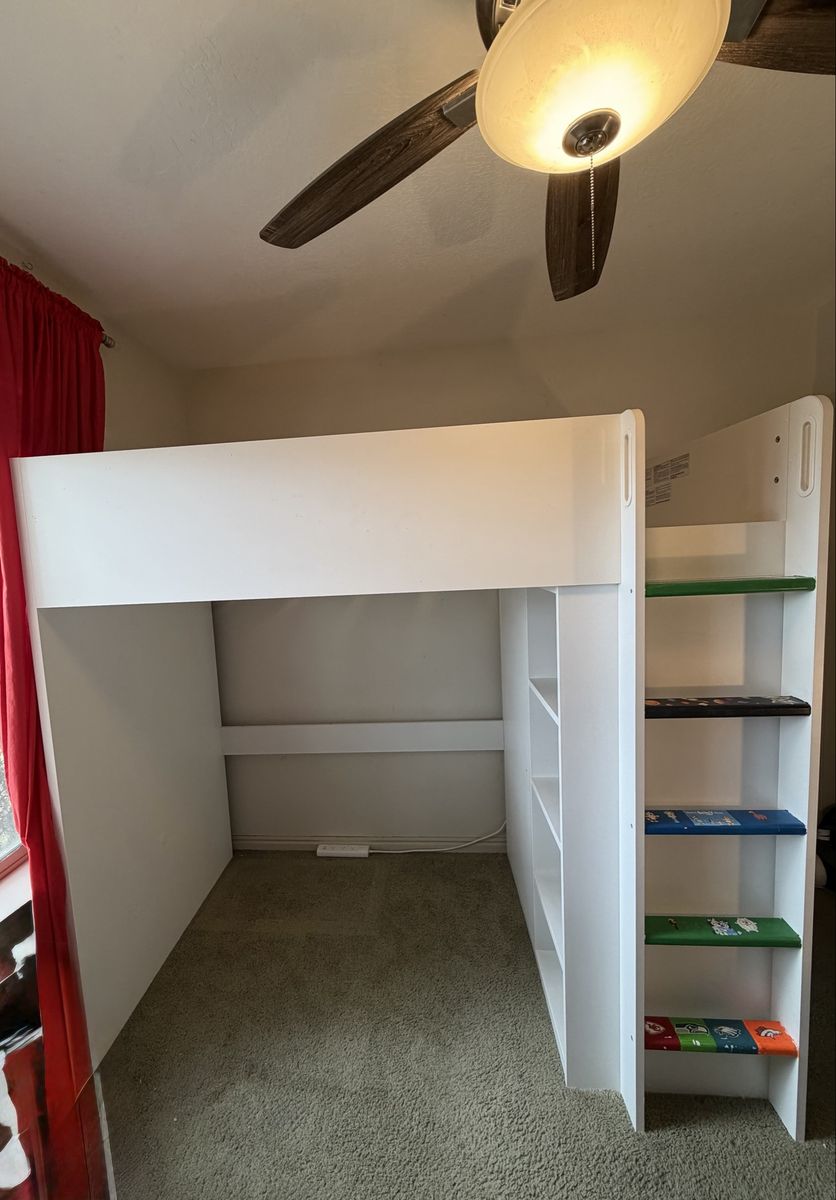 IKEA Twin Loft Bed with Storage, Shelves and Ladder