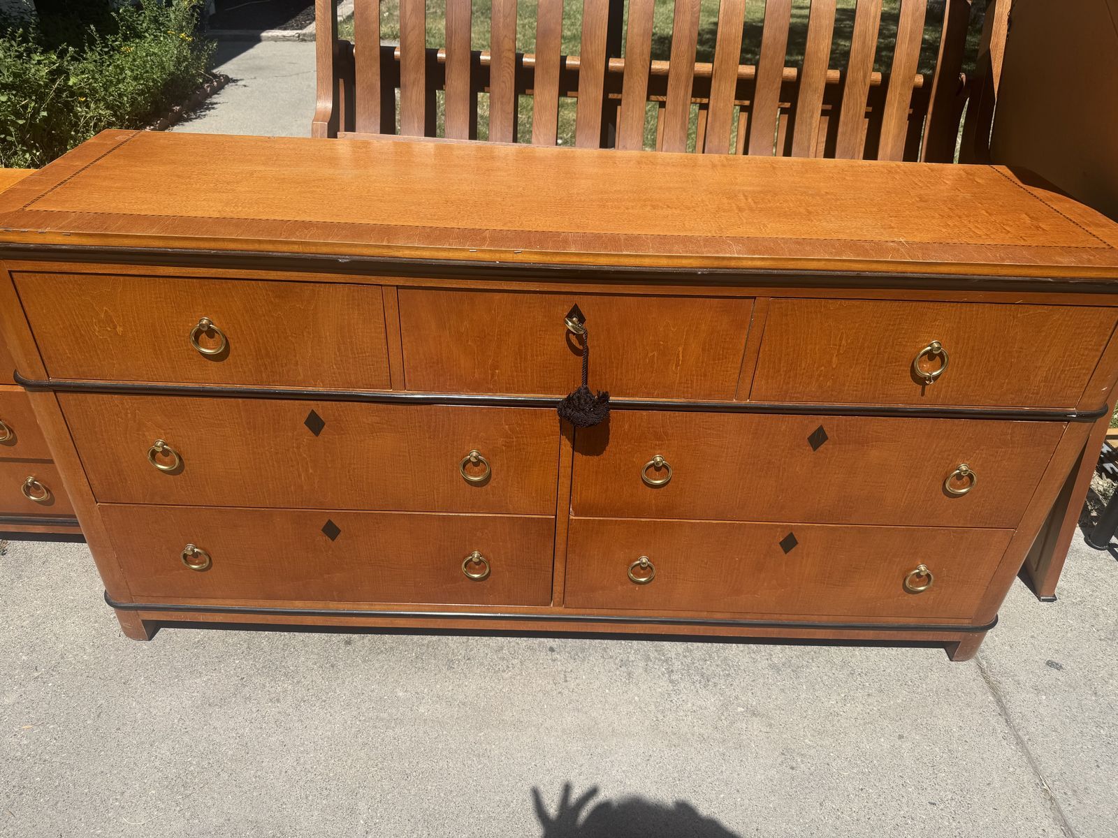 National Mt. Airy Biedermeier Style Lowboy Dresser with mirror and nightstand!